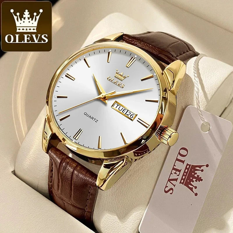 Olevs Leather Quartz Watch