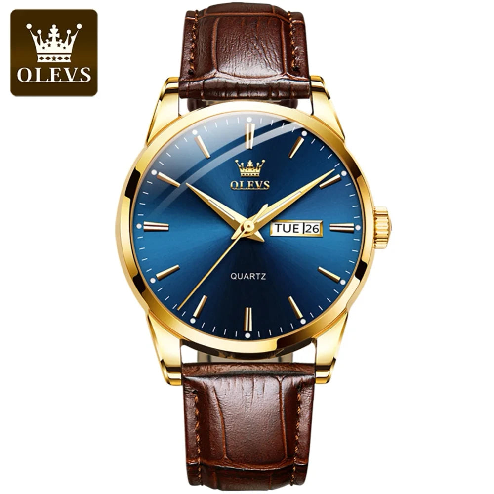 Olevs Leather Quartz Watch