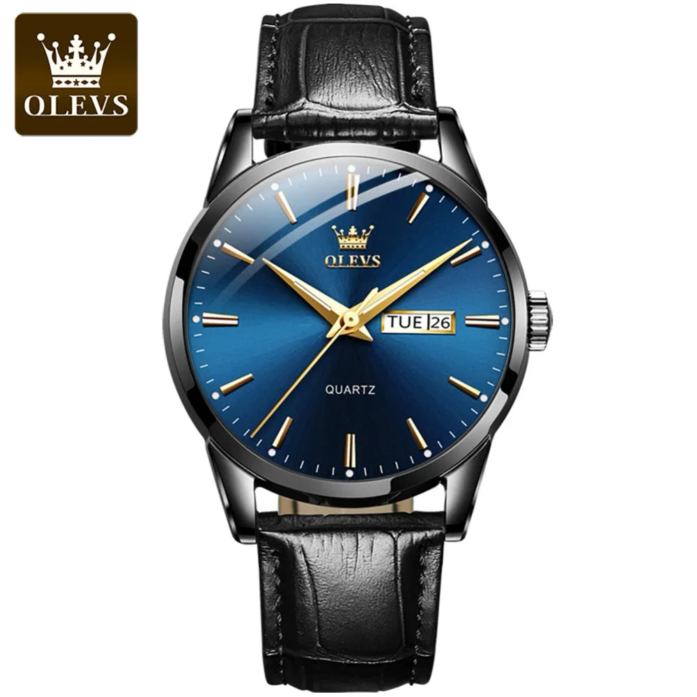 Olevs Leather Quartz Watch