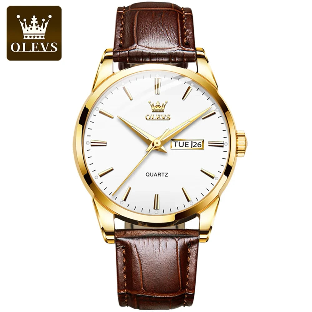 Olevs Leather Quartz Watch