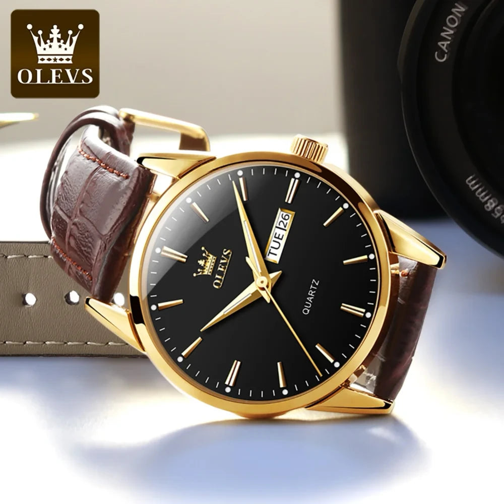 Olevs Leather Quartz Watch