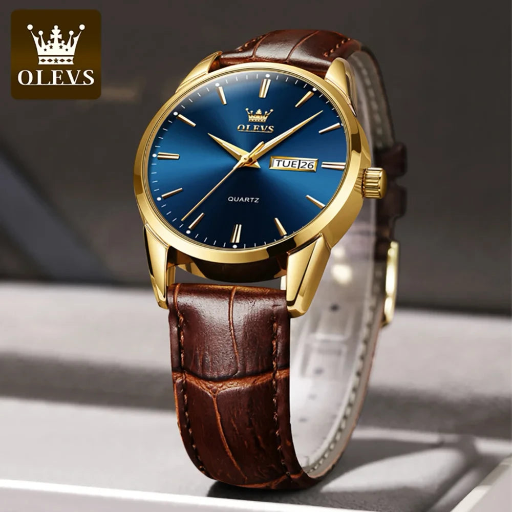 Olevs Leather Quartz Watch