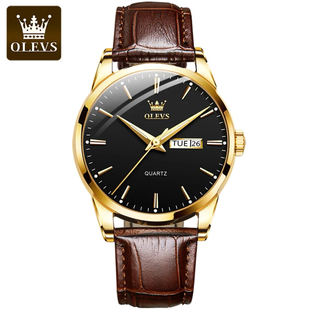 Olevs Leather Quartz Watch