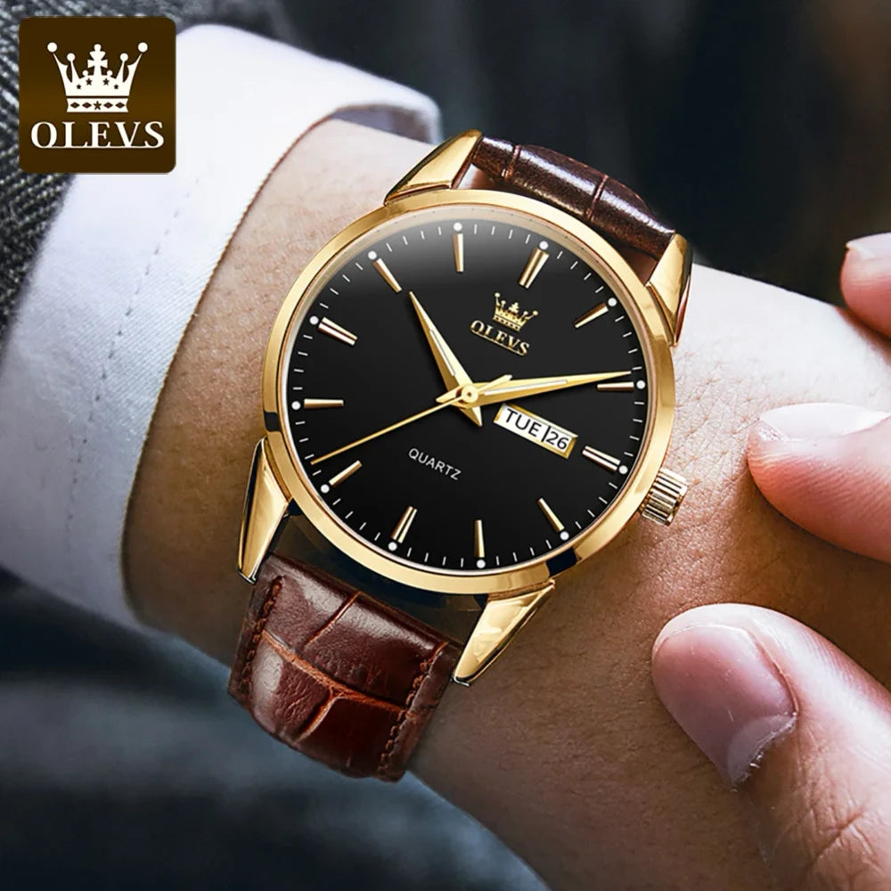 Olevs Leather Quartz Watch