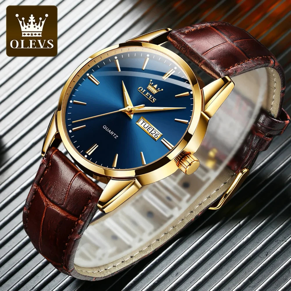 Olevs Leather Quartz Watch